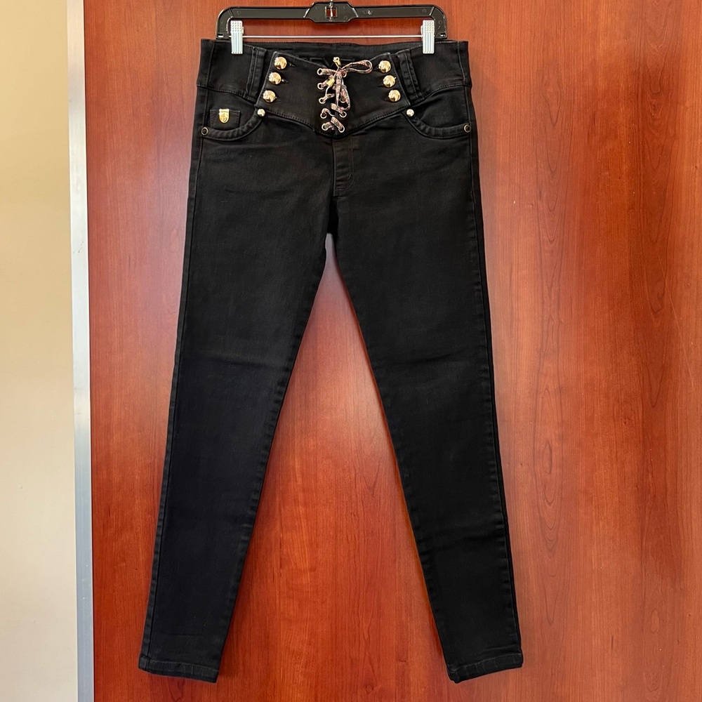 REVEL Vintage RVL Jeans Size 14 Black Skinny Lift Technology Colombian Stretch